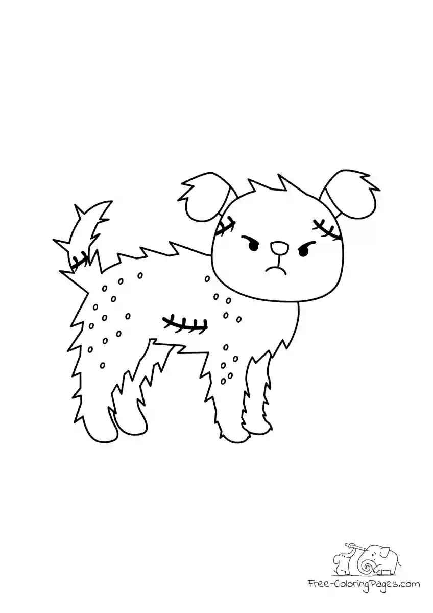 Ausmalbild Angry Zombie Dog