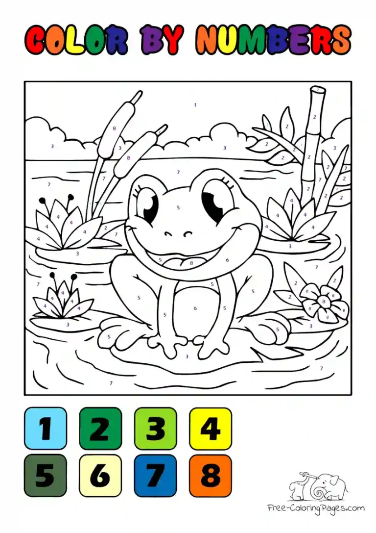 Coloring Page Baby Frog - Color by Numbers - Free Coloring Pages