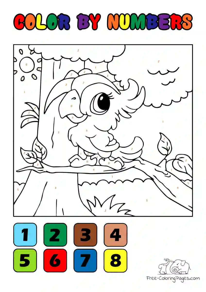 Ausmalbild Baby Parrot - Color by Numbers
