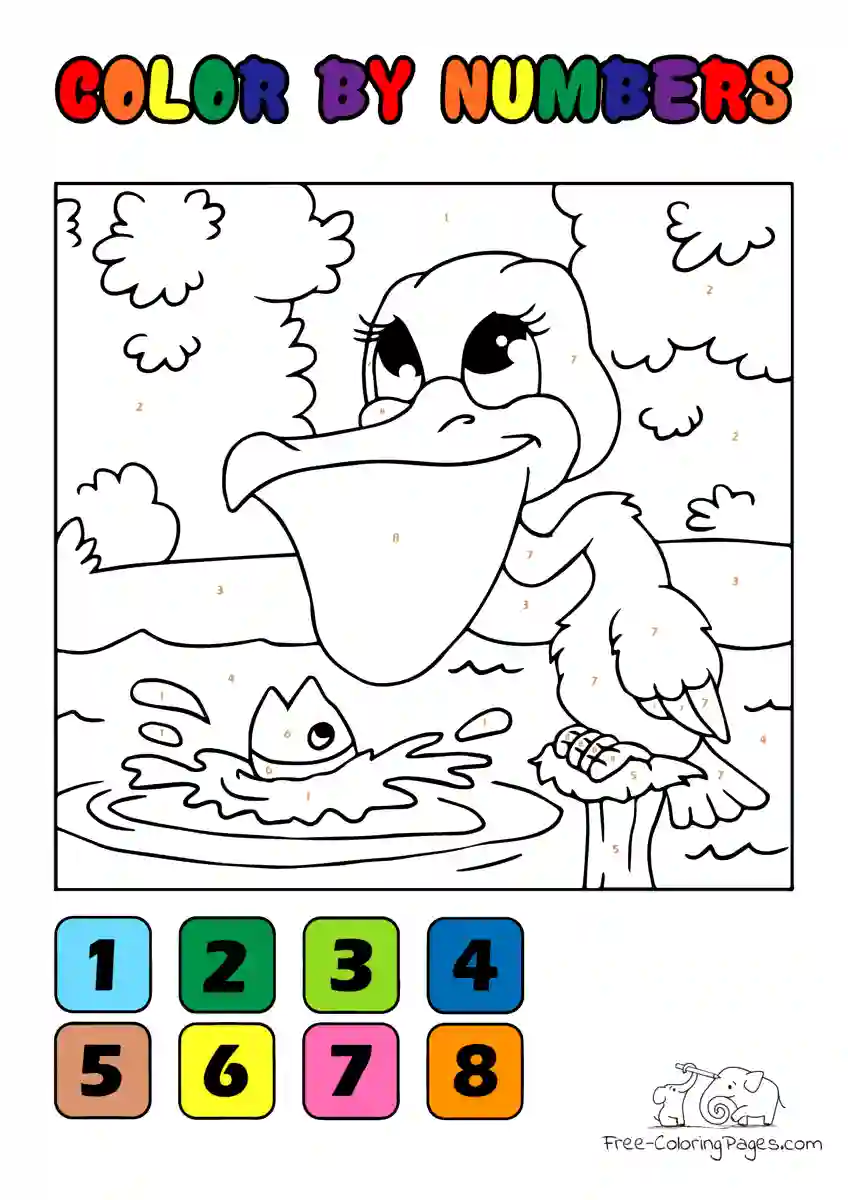 Ausmalbild Baby Pelican - Color by Numbers