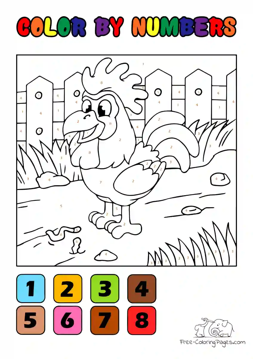 Ausmalbild Baby Rooster - Color by Numbers