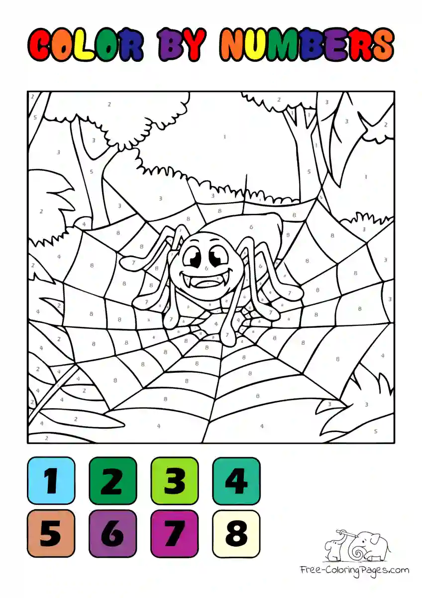 Ausmalbild Baby Spider - Color by Numbers