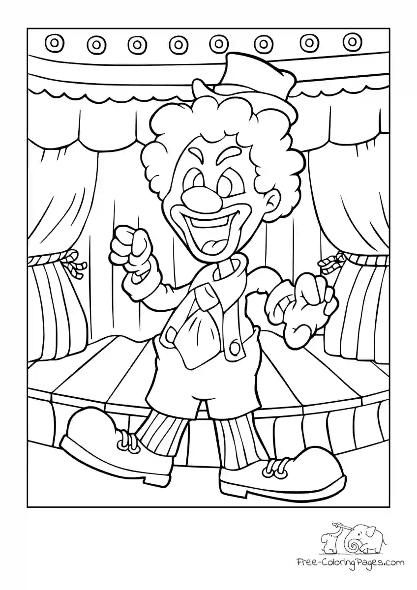Ausmalbild Clown laughing on stage
