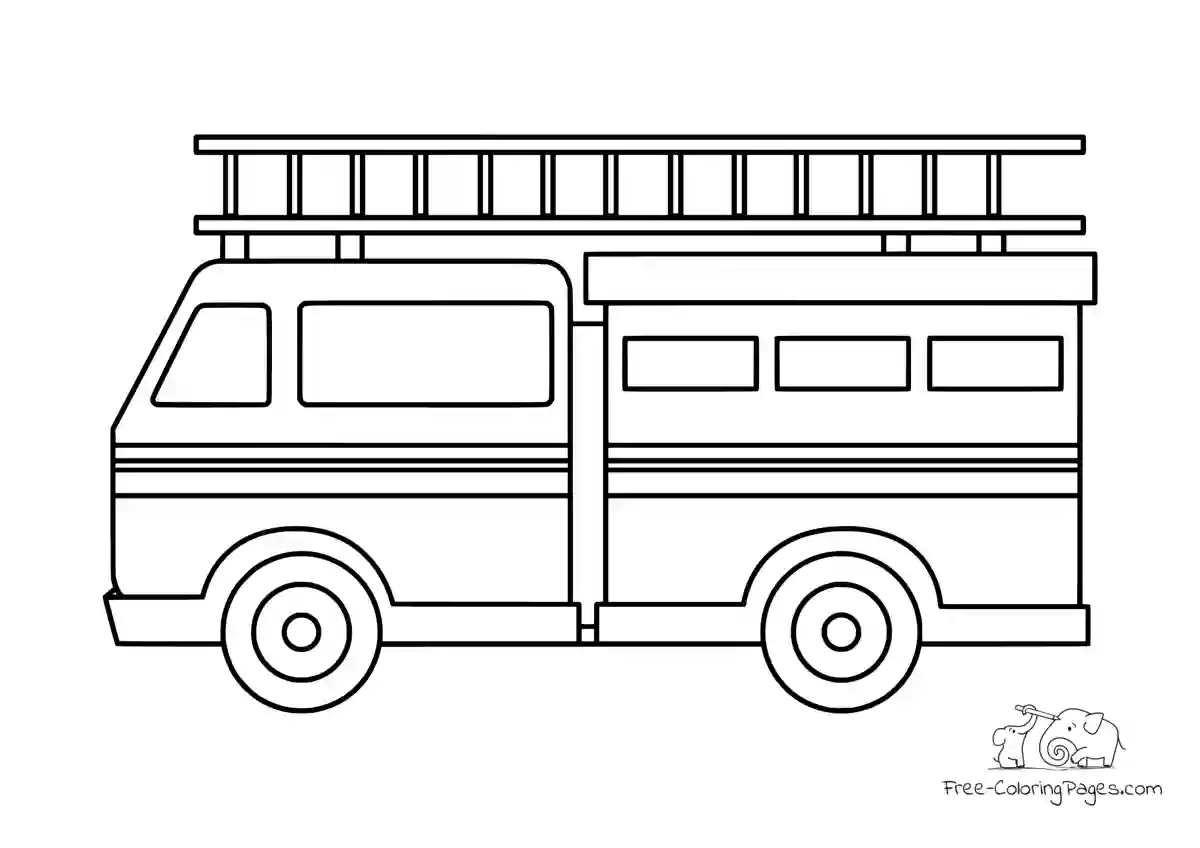 Ausmalbild Fire truck with ladder