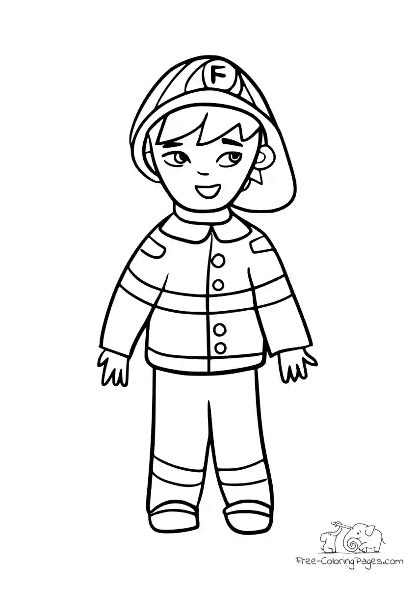 Coloring Page Firefighter