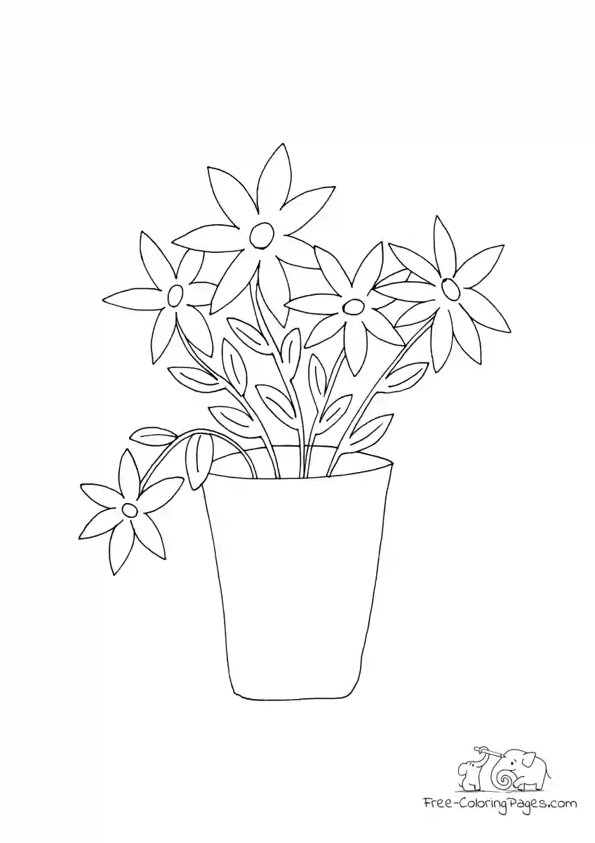 Coloring Page flowers in flower vase