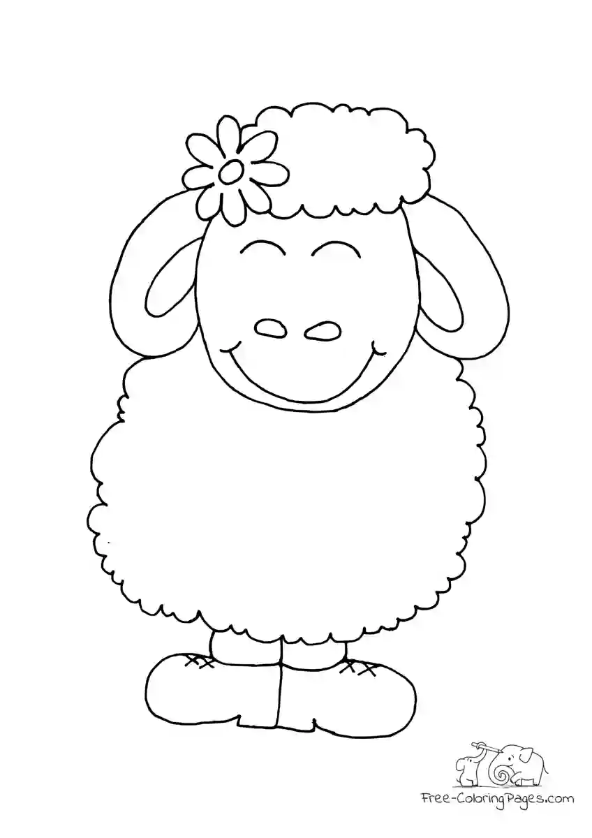Coloring Page Happy sheep with shoes