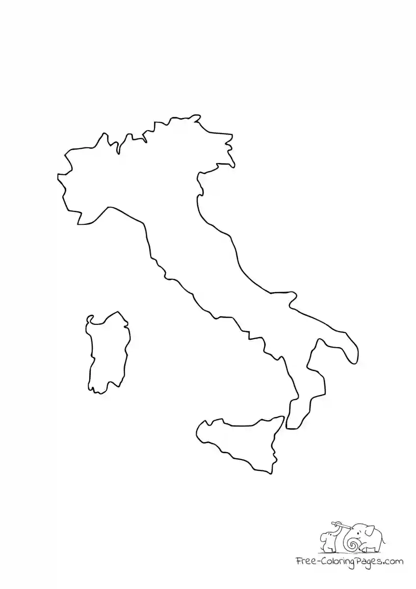 Coloring Page Italy outline border