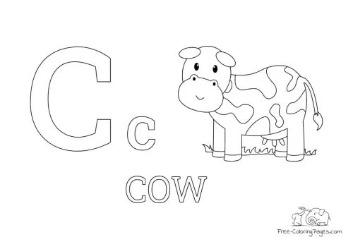 Coloring Page Letter C is for Cow - Free Coloring Pages