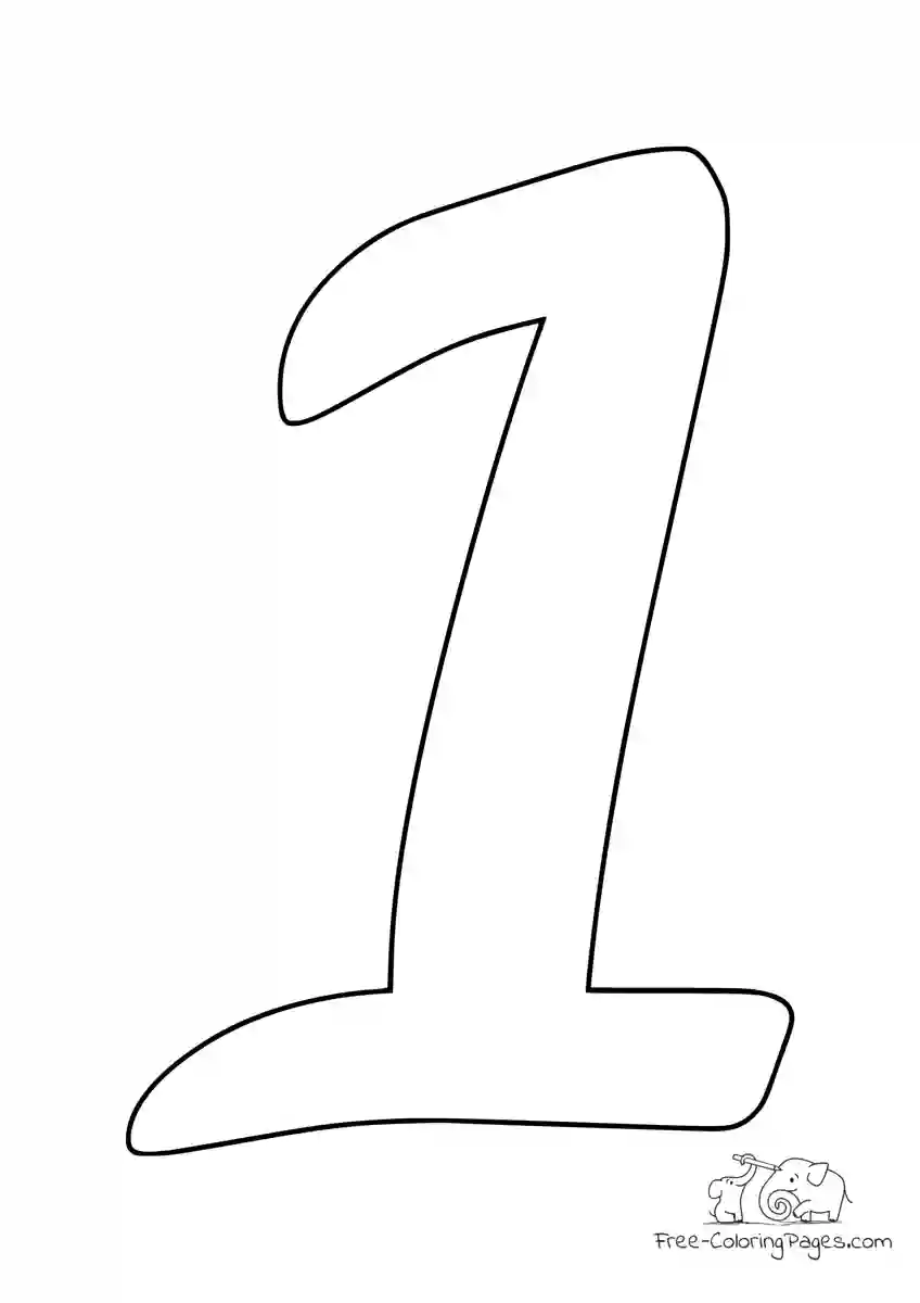 Coloring Page Number digit 1