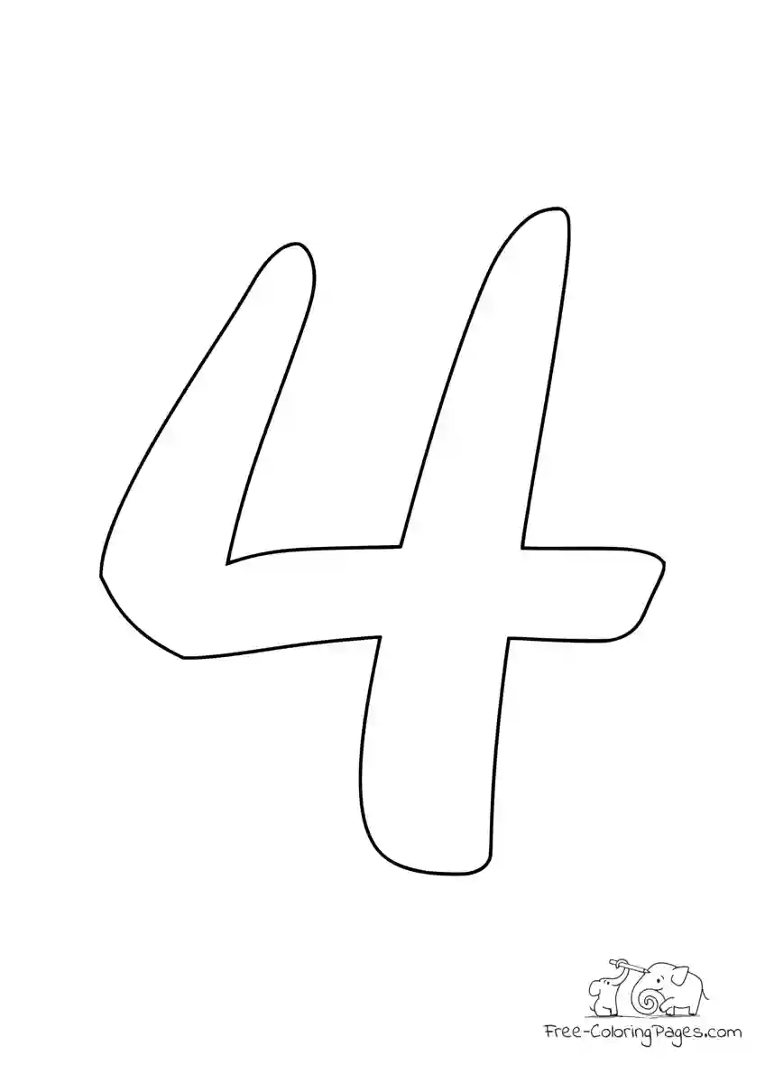 Coloring Page Number digit 4