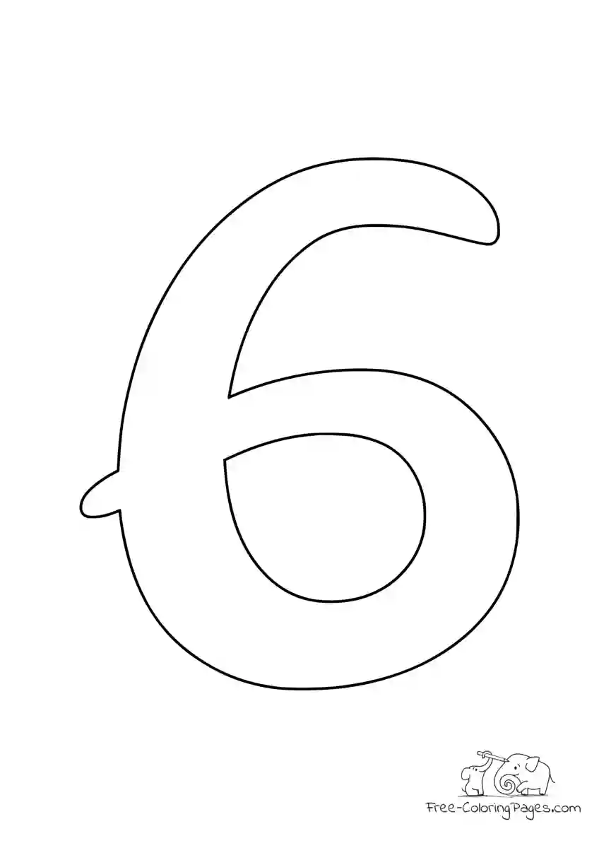 Coloring Page Number digit 6