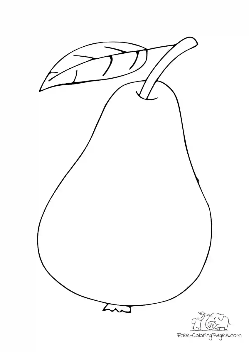 Coloring Page Pear with leaf