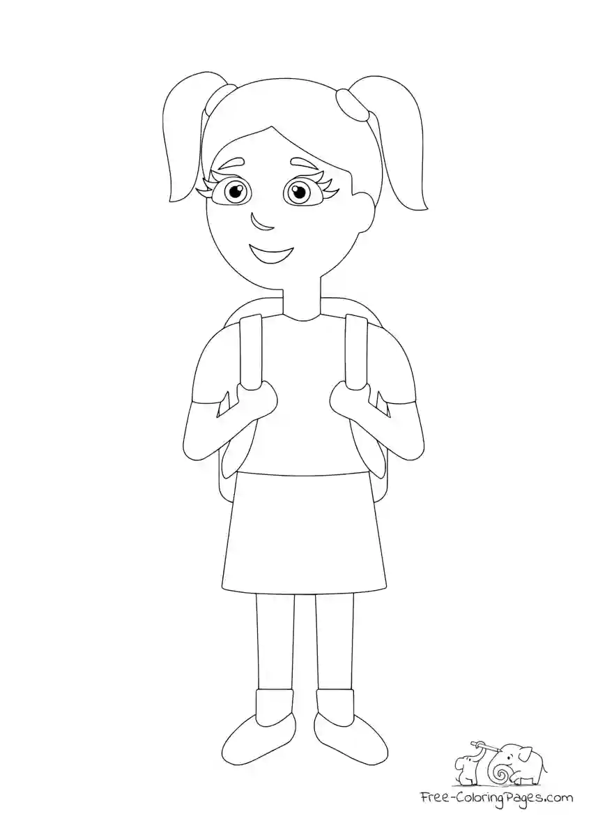 Ausmalbild Schoolgirl