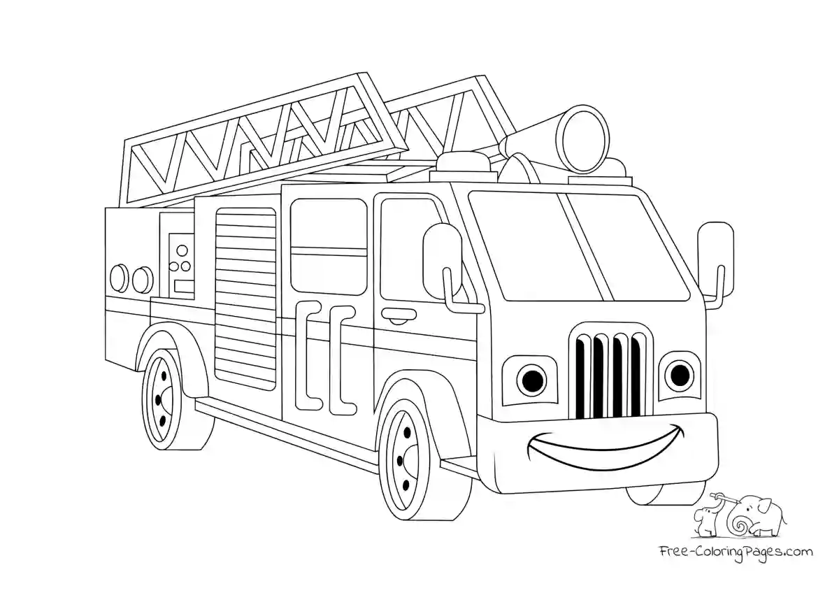 Ausmalbild Smiling fire truck