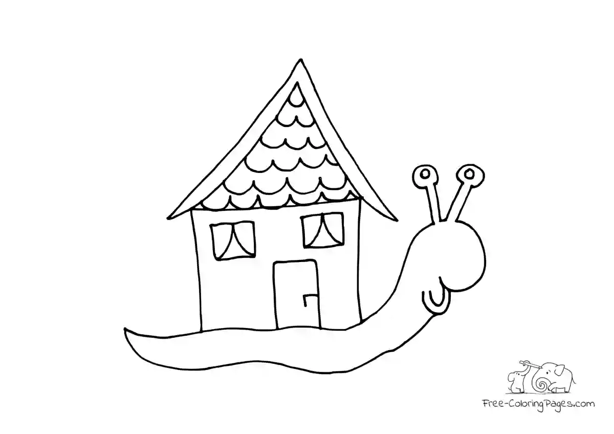 Coloring Page Snail with a house