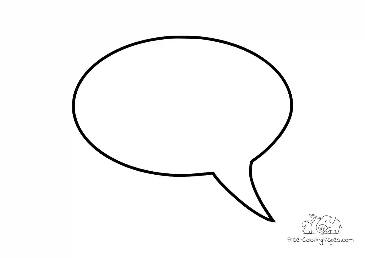 Coloring Page Speech bubble oval curved arrow