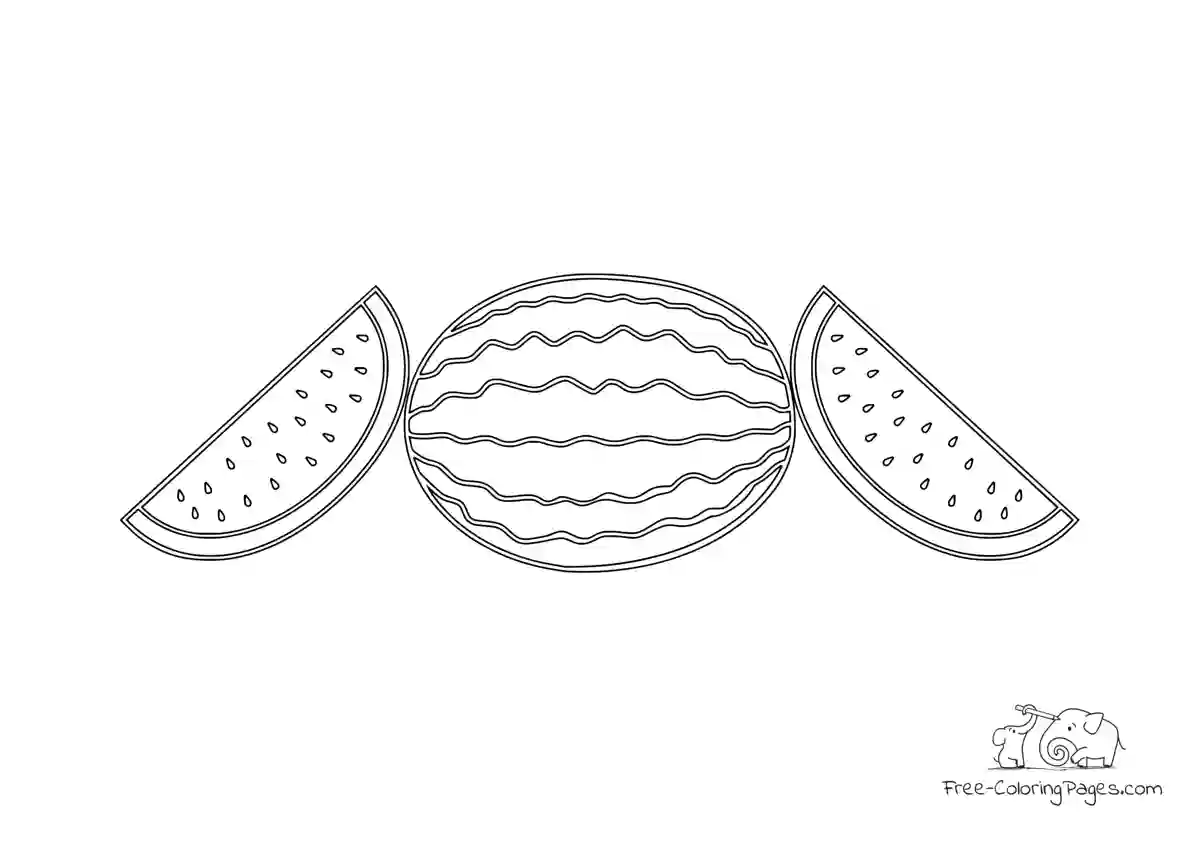 Coloring Page Watermelon cut open