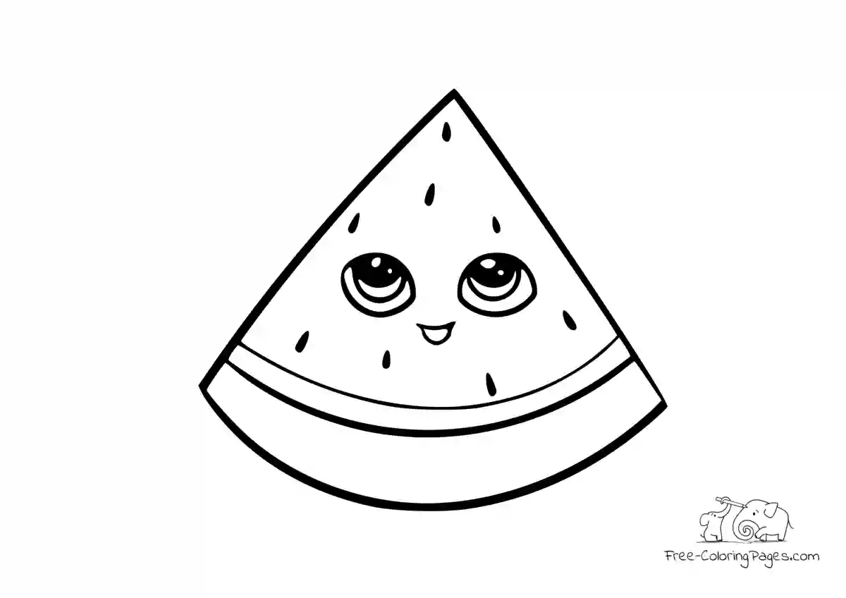 Coloring Page Watermelon with eyes